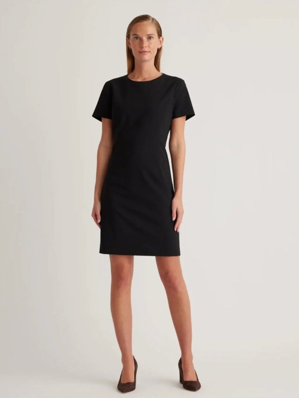 NWT Quince Women's Wool Short Sleeve Dress Size 6 Black